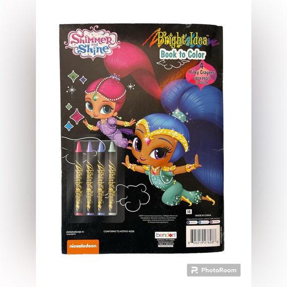 Shimmer and Shine book to color. 4 milky crayons & Black pages to color. - Picture 2 of 3